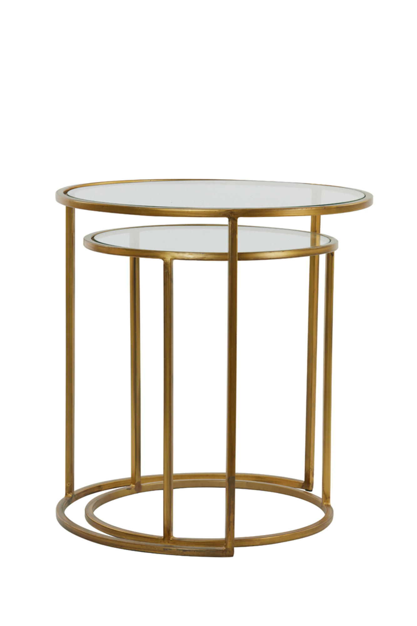 BEISTELLTISCH Duarte Gold Ø50/52 cm 2er-Set - Klar/Goldfarben, Metall (50/50/52cm) - Light & Living