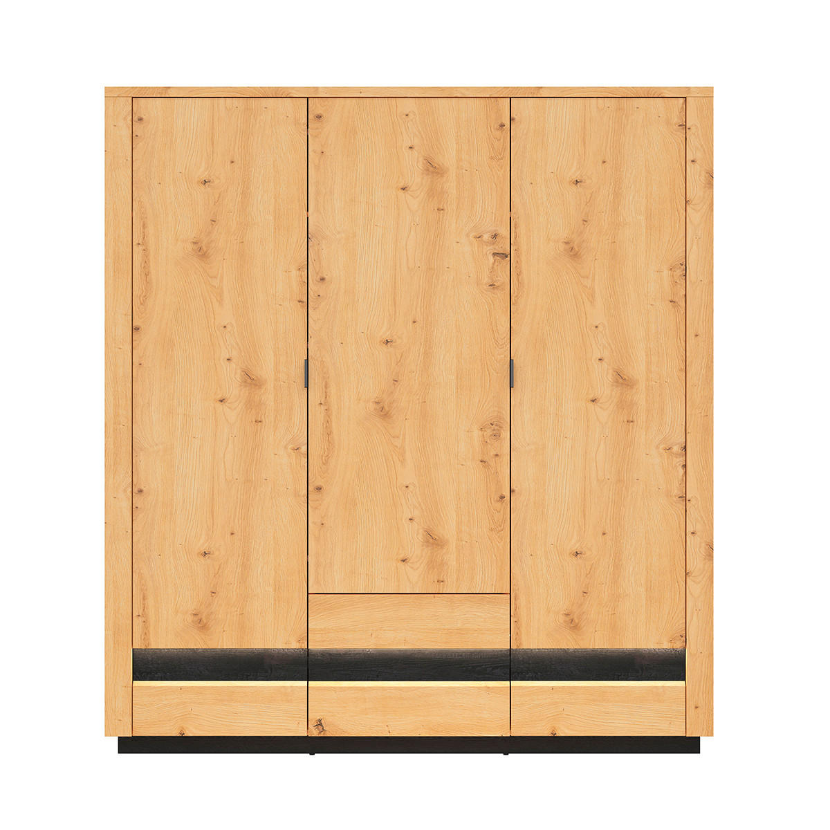 SCHRANK 3 Türen Glenn Holz und Schwarz - Schwarz, Holzwerkstoff (180/199/56cm) - Petits-meubles