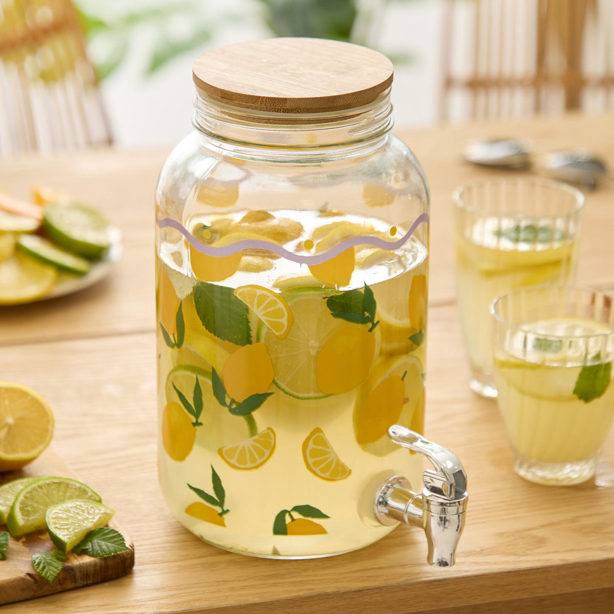 GETRÄNKESPENDER Fruity Zitrone 4 l 15/15/25,6 cm - Transparent, Glas (15/15cm) - Secret de Gourmet