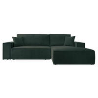 ECKSOFA Farese Dunkelgrün Cordbezug - Schwarz/Grün, Kunststoff/Textil (267/167cm) - Selsey