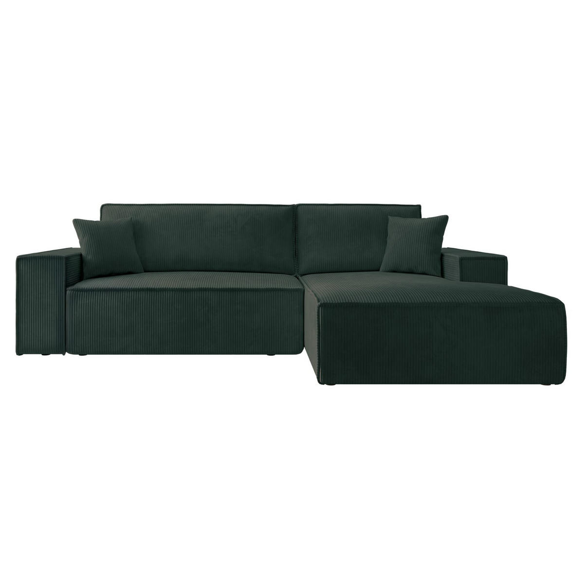 ECKSOFA Farese Dunkelgrün Cordbezug - Schwarz/Grün, Kunststoff/Textil (267/167cm) - Selsey