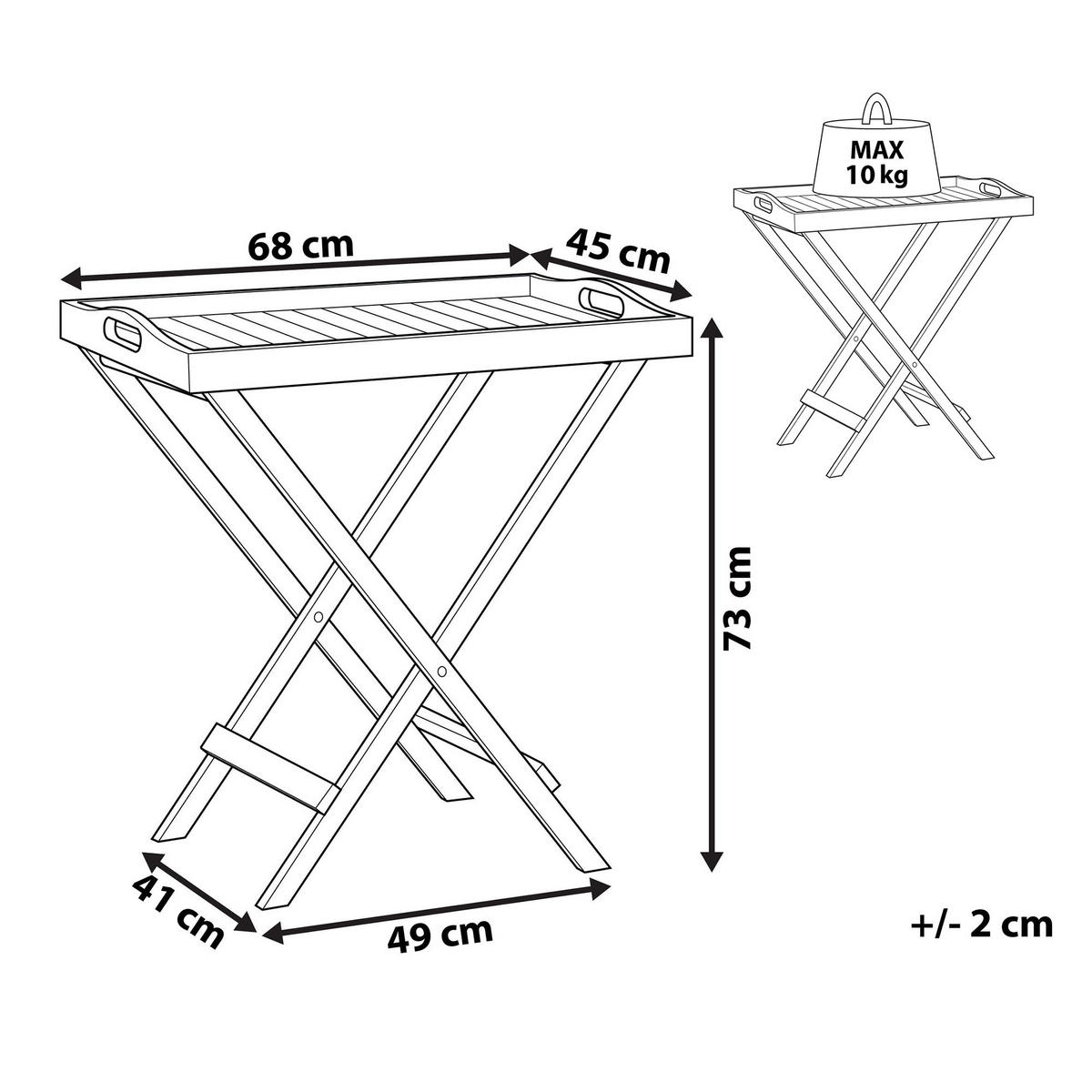 GARTENTISCH Massivholz Heller Holzfarbton Java - Hellbraun, Holz (45/68/73cm) - Beliani