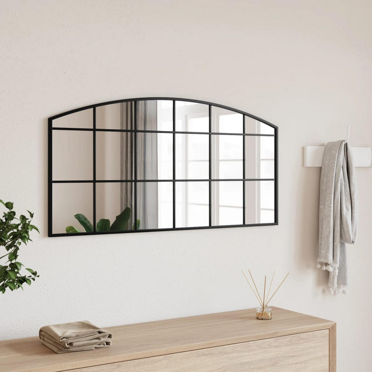 WANDSPIEGEL Schwarz 100/50 Cm Gewölbt Eisen - Schwarz, Metall (1.5/50/100cm) - vidaXL