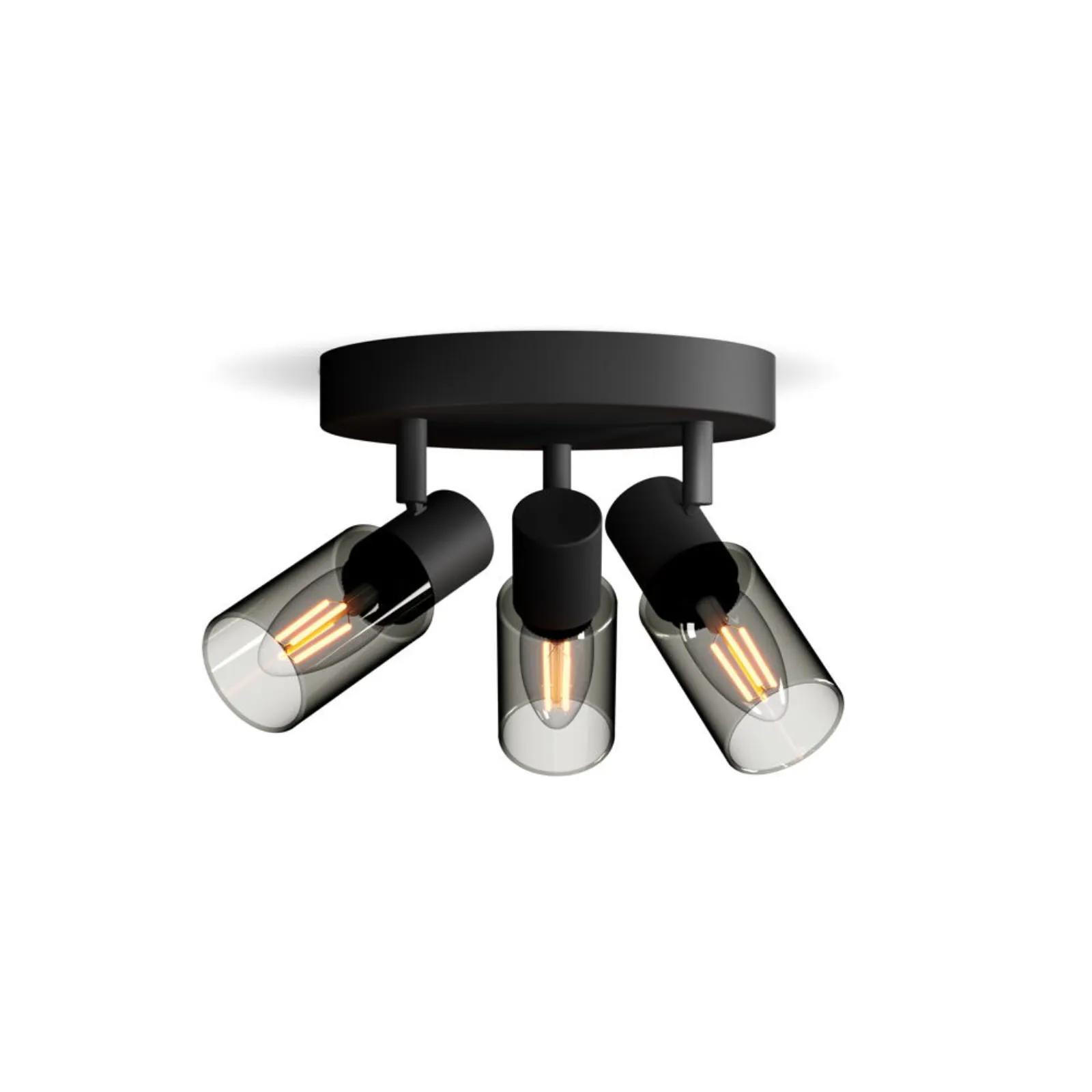 DECKENLEUCHTE Palms Schwarz-transparent - Schwarz, Glas (9.8/9.8/13.7cm) - Philips