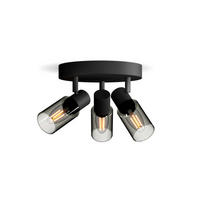 DECKENLEUCHTE Palms Schwarz-transparent - Schwarz, Glas (9.8/9.8/13.7cm) - Philips