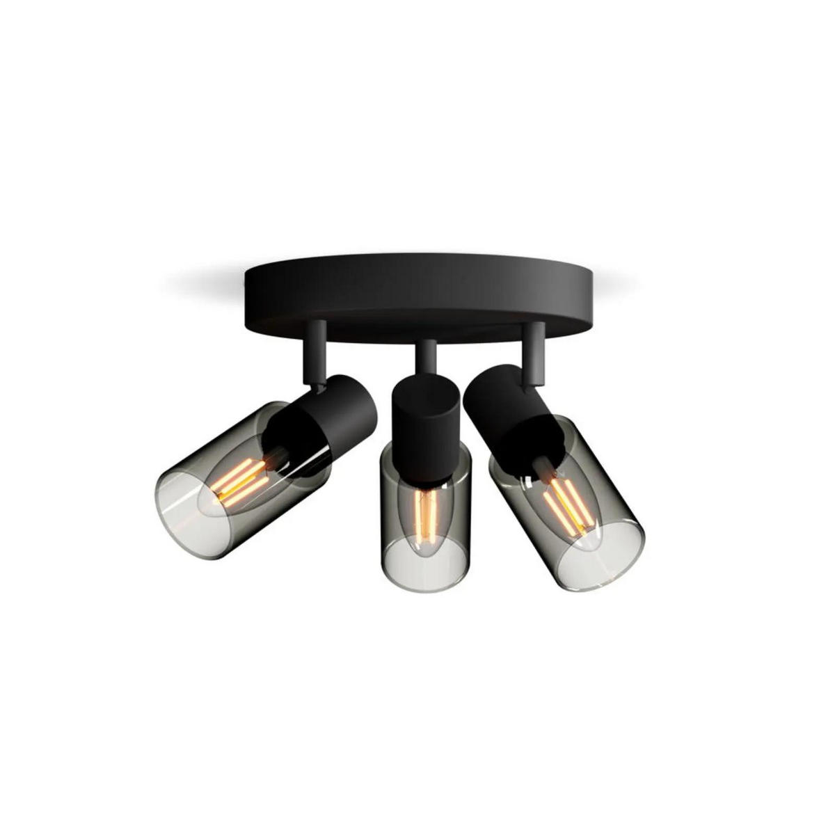 DECKENLEUCHTE Palms Schwarz-transparent - Schwarz, Glas (9.8/9.8/13.7cm) - Philips