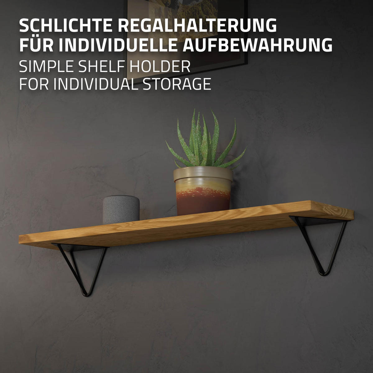 REGALHALTERUNG 2er Set 160mm Schwarz - Schwarz, Metall (15.5/17/16cm) - ML-DESIGN