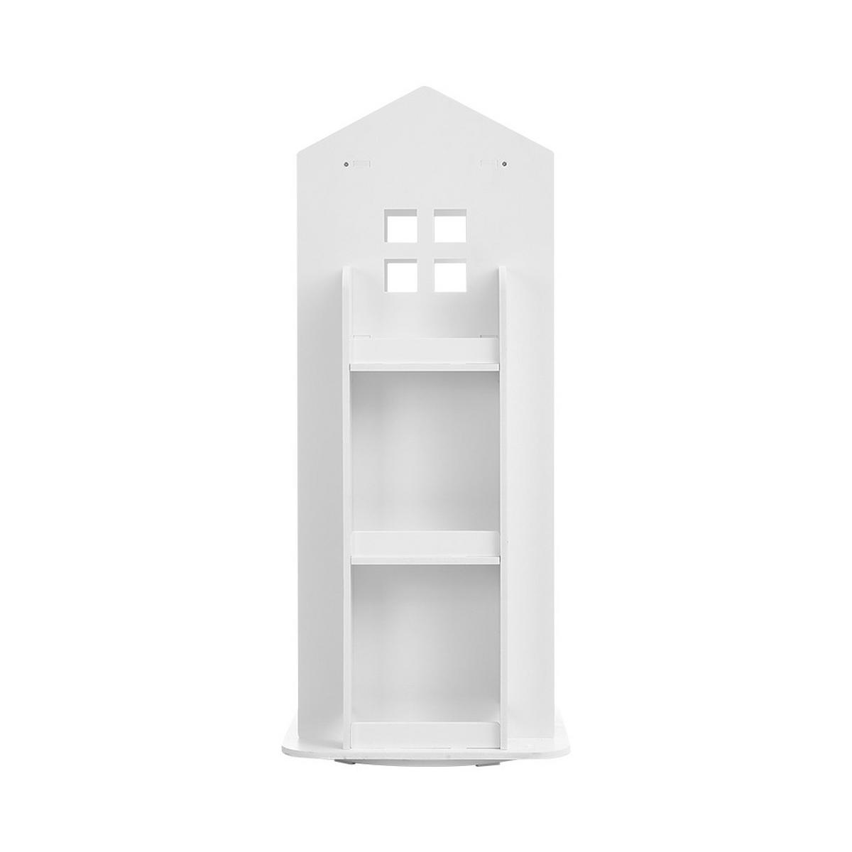 KINDERBÜCHERREGAL aus WPC-Platte in Weiß Drehbar Hausform Attraktives Design Praktisch 41 x 41 x 95 cm - Weiß, Holzwerkstoff (41/96/41cm) - Livingandhome