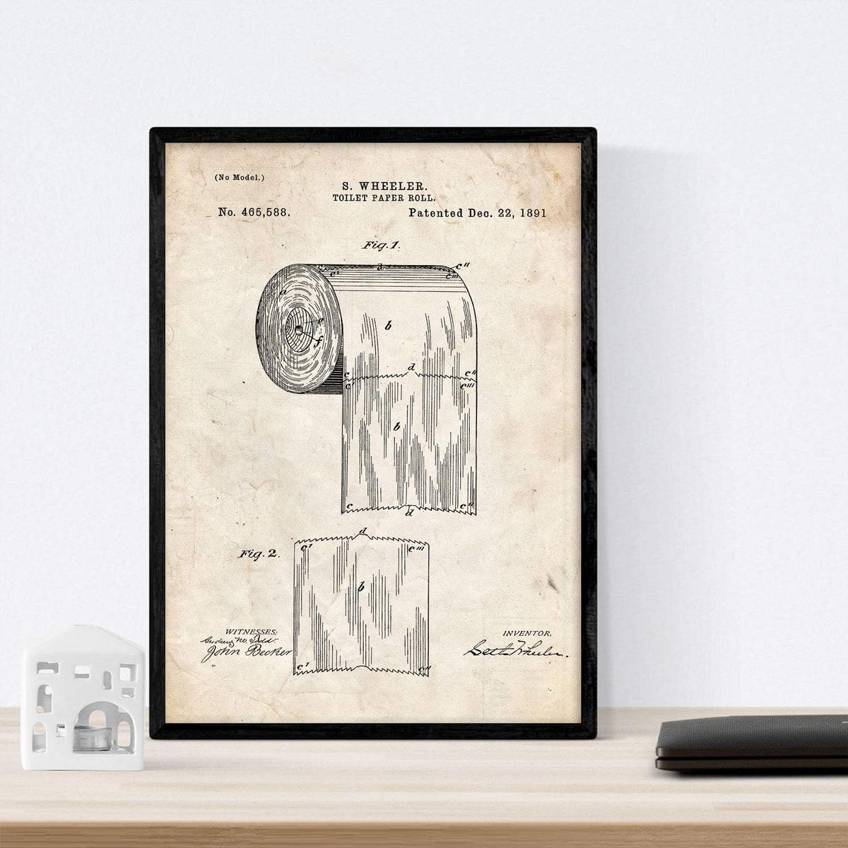 POSTER Vintage Toilettenpapier Patent Vintage Größe A3 Rahmenlos - Klar, Papier (29.7/1/42cm) - Nacnic