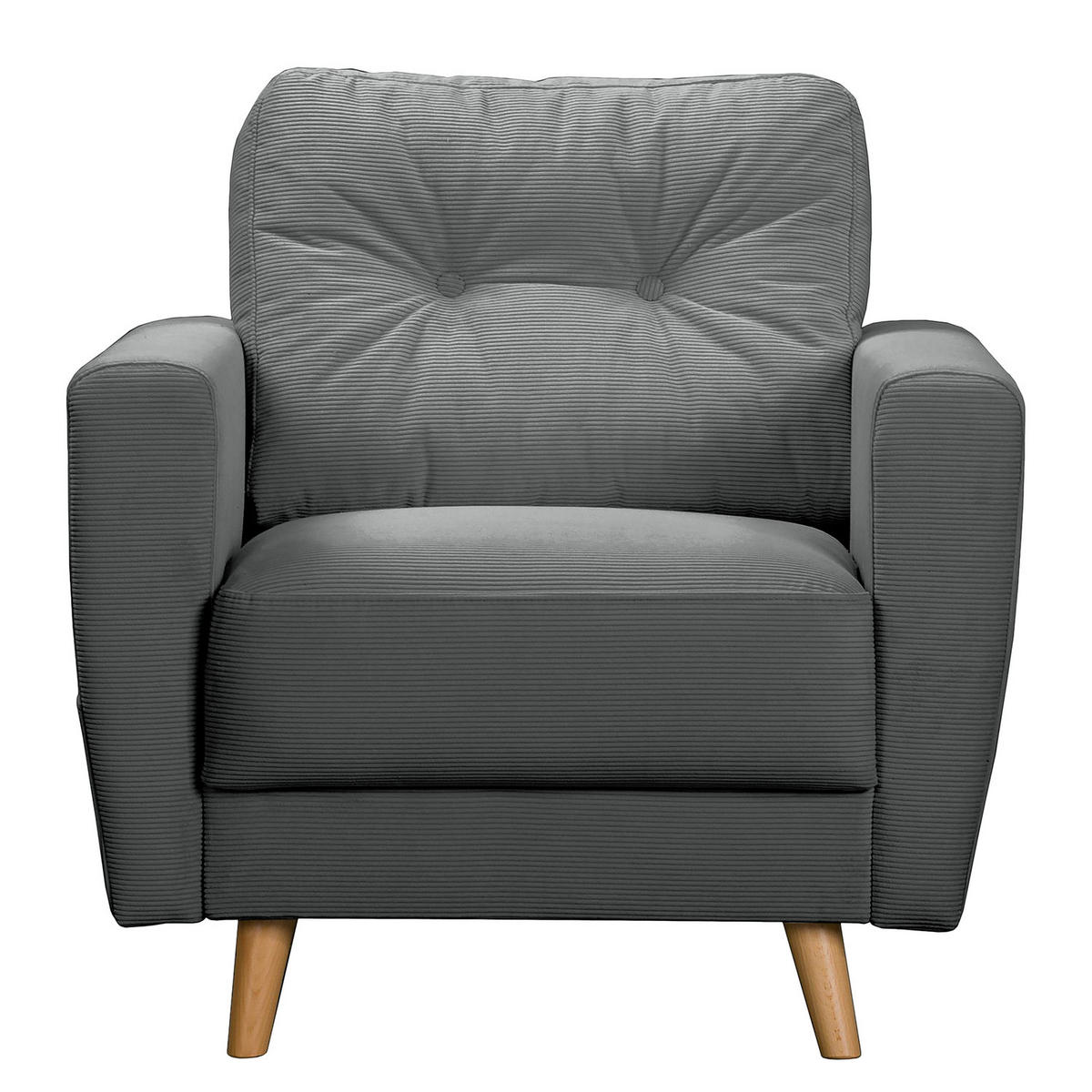 SESSEL - Anthrazit/Braun, Holz/Textil (80/90/87cm) - home24