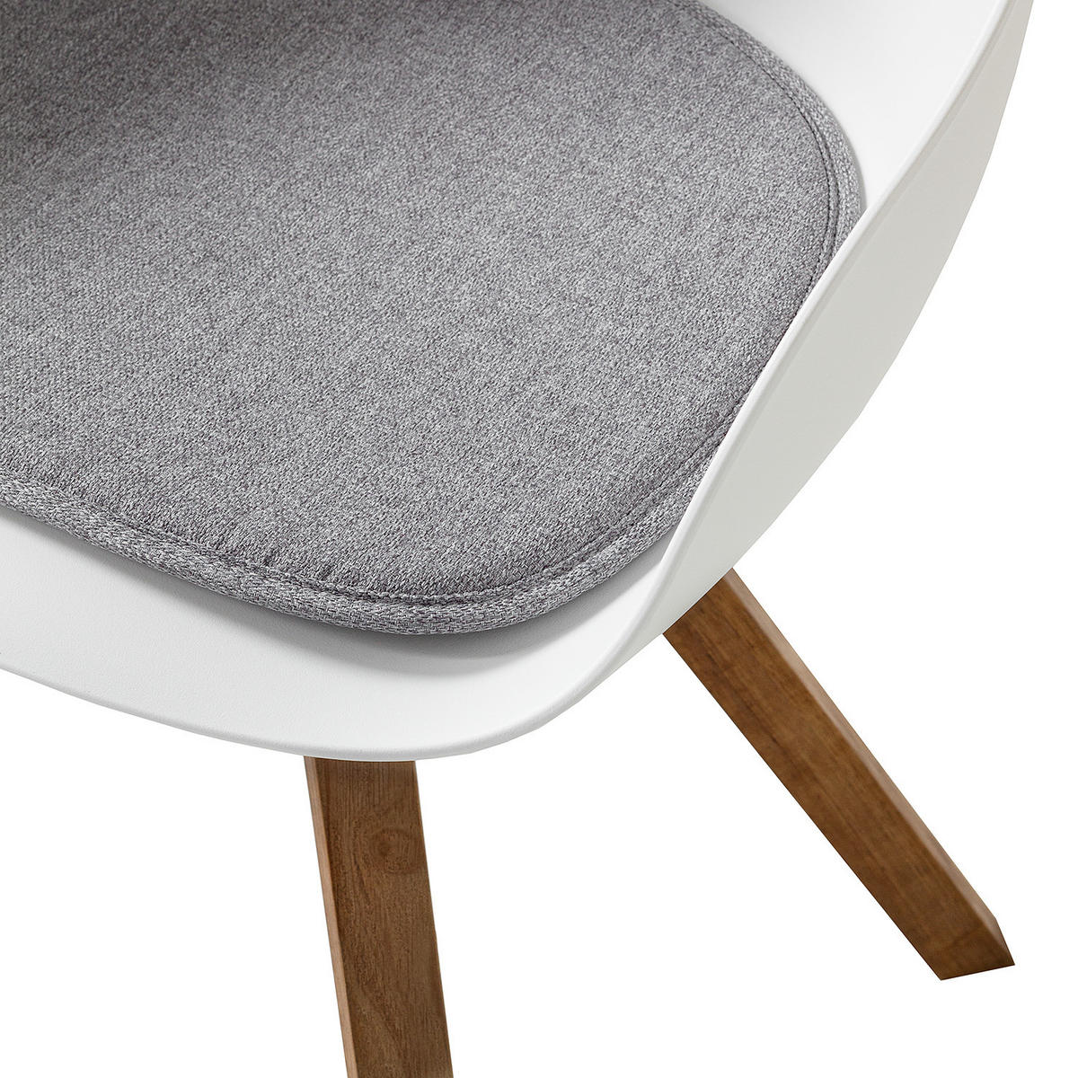 ARMLEHNENSTUHL-SET - Kunststoff / Gummibaum massiv - Weiß, Holz/Kunststoff (57/81/53cm) - home24