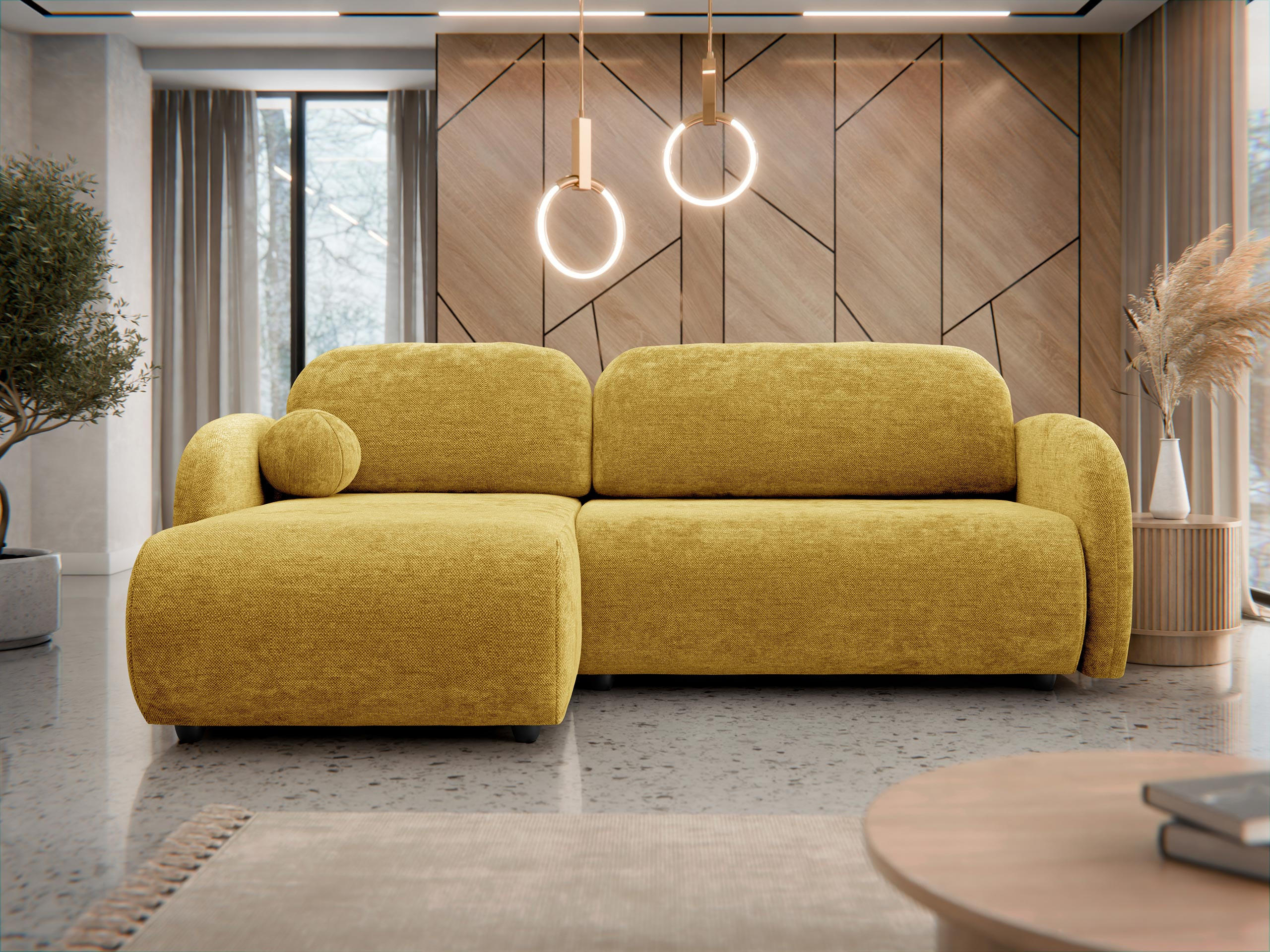 ECKSOFA Dream L - Schwarz/Rosa, Holz/Kunststoff (233/160cm) - MIRJAN24