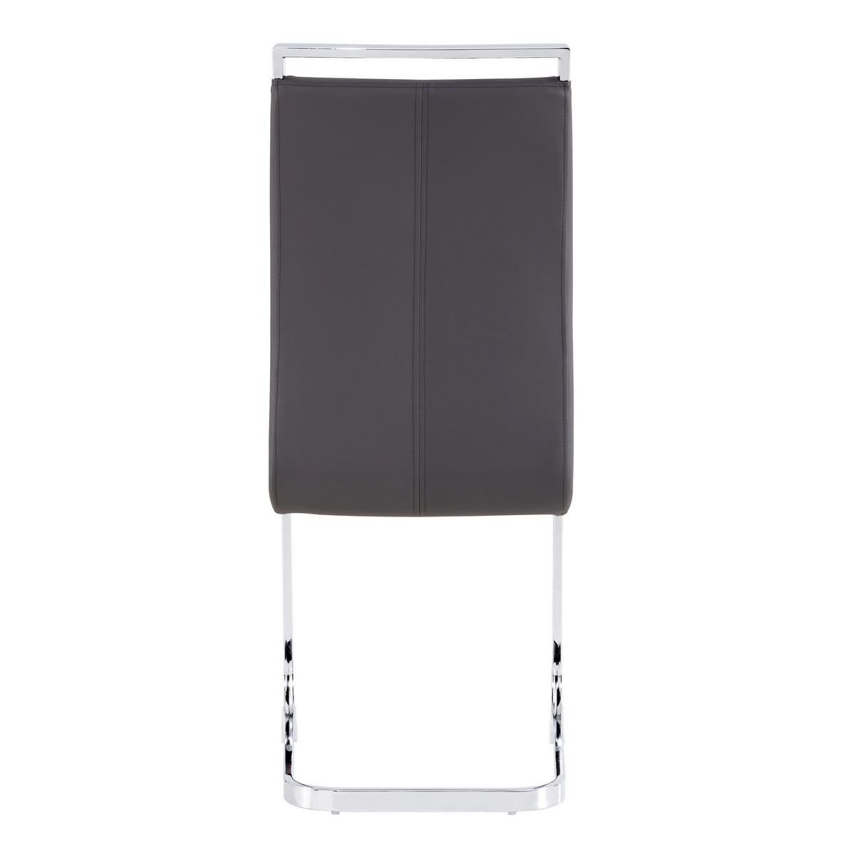 FREISCHWINGER 4er-Set, Grau, Kunstleder, Chromgestell - Grau, Leder (42/100/43cm)
