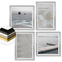 WANDBILDER 4er Set - 50x50 cm & 40x60 cm Silberner Rahmen - Abstraktes Design, moderne Texturen - Silberfarben, Kunststoff (50/50cm) - ArtPrintCave