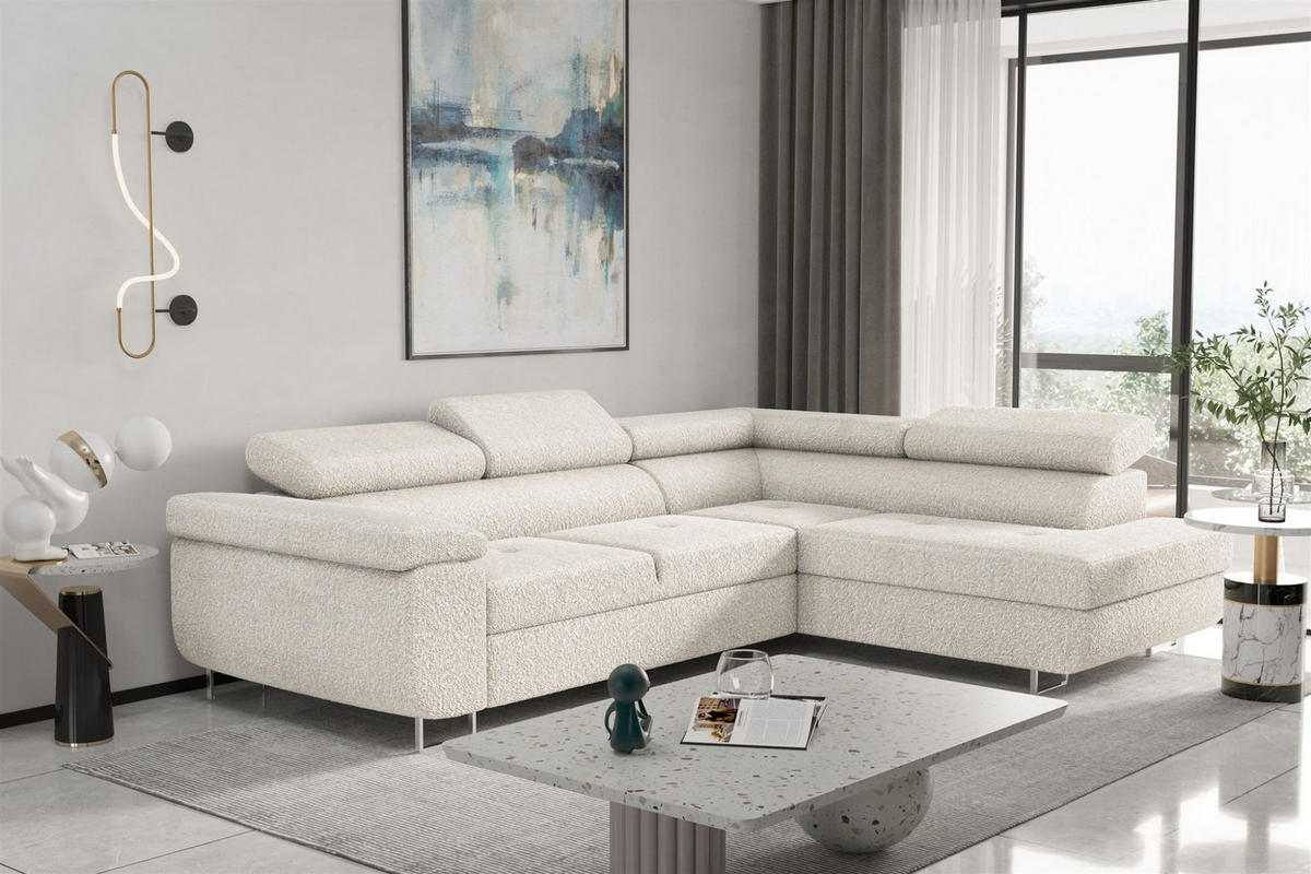 ECKSOFA Jade Mit Schlaffunktion - Beige, Holzwerkstoff/Textil (275/202cm) - Fun Möbel