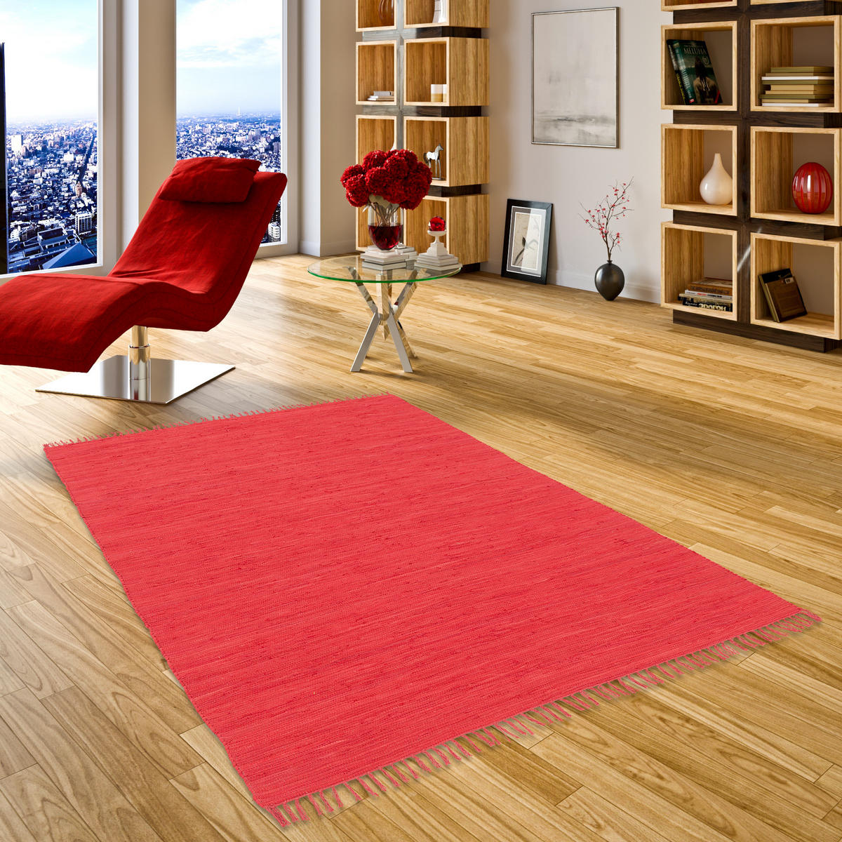 BAUMWOLLE NATUR TEPPICH JOLLY COTTON - Rot, Textil (160/230cm) - Pergamon