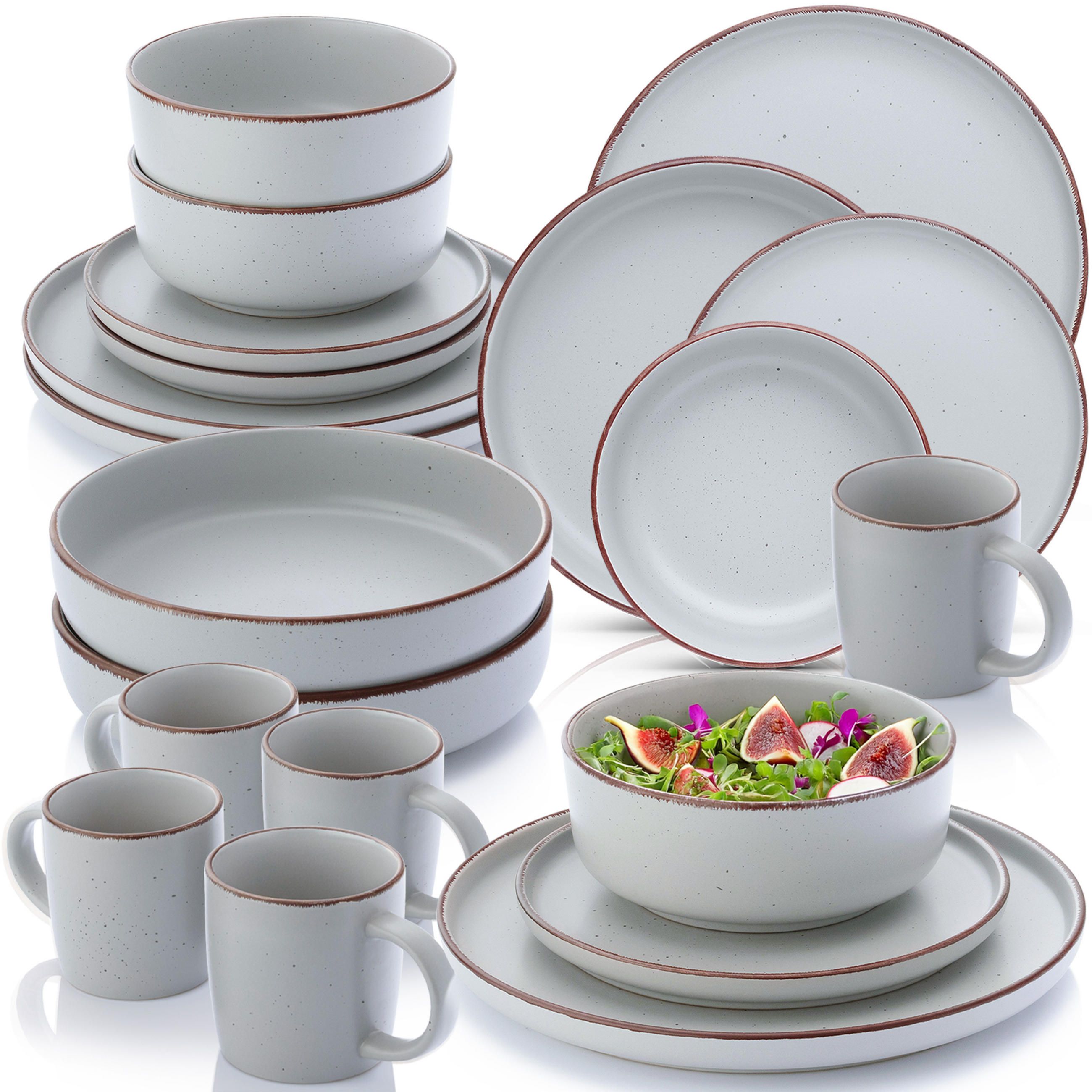 KOMBISERVICE BOMBAY STONE - 20 teilig aus Steingut - Grau, Stein (27/9.5/27cm) - Sänger