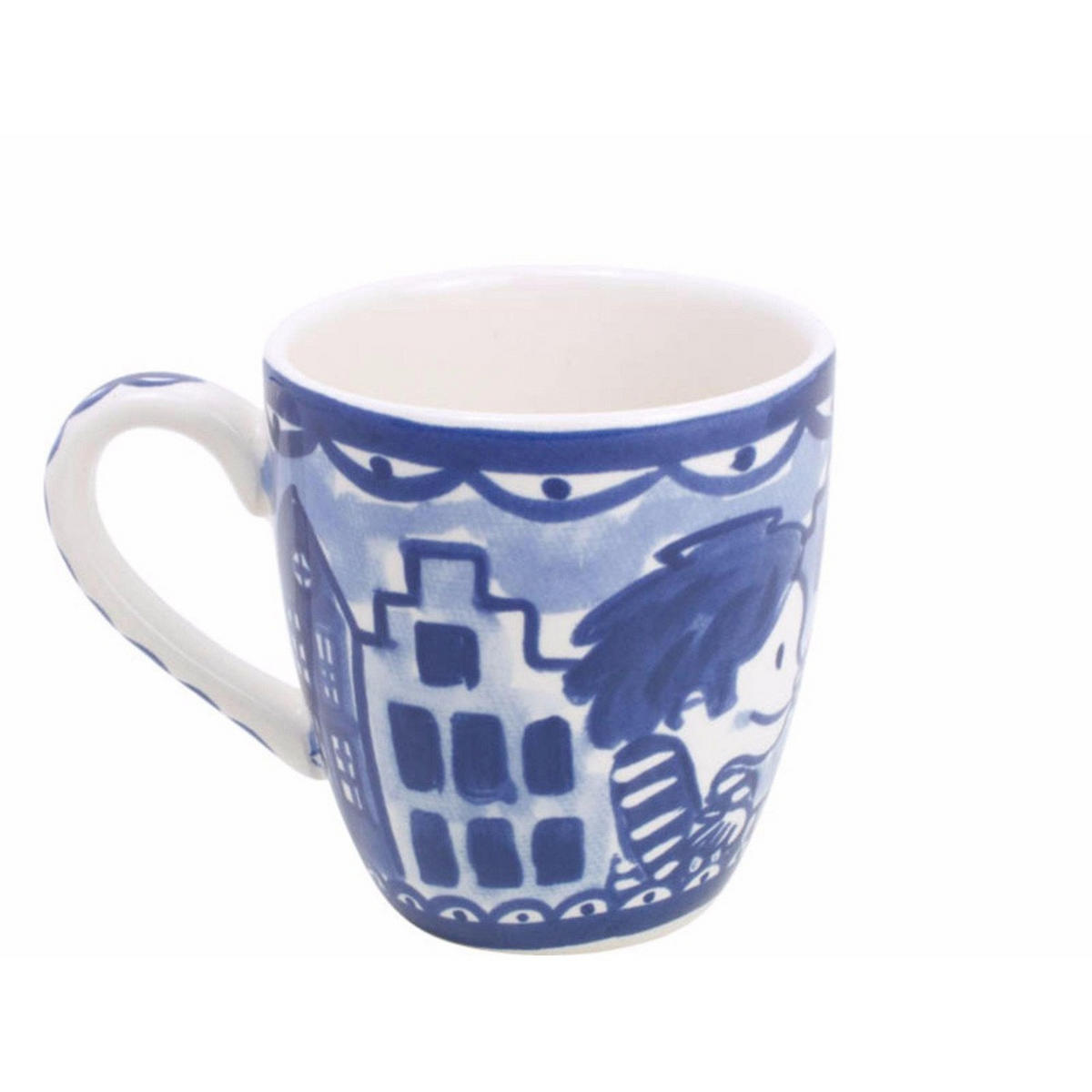 MINI-BECHER Küssend in Blau - 200 ml - Multicolor, Keramik (0.2L) - Blond Amsterdam