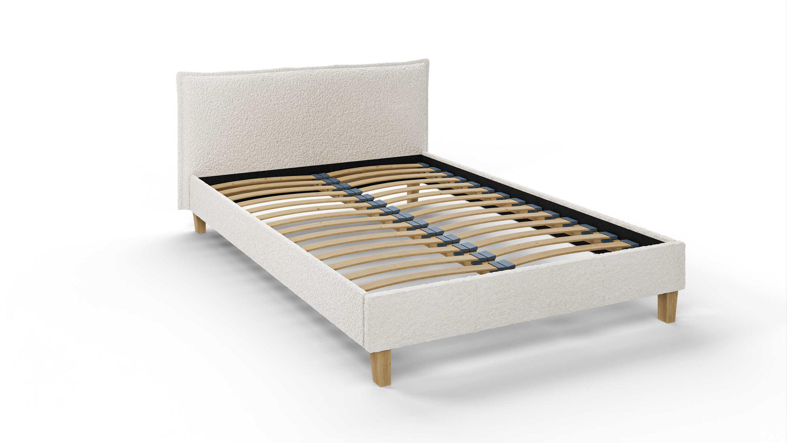 POLSTERBETT Arles 140/200 cm Boucle-Stoff - Hellbraun/Weiß, Holz/Textil (140/200cm) - S-Style Möbel