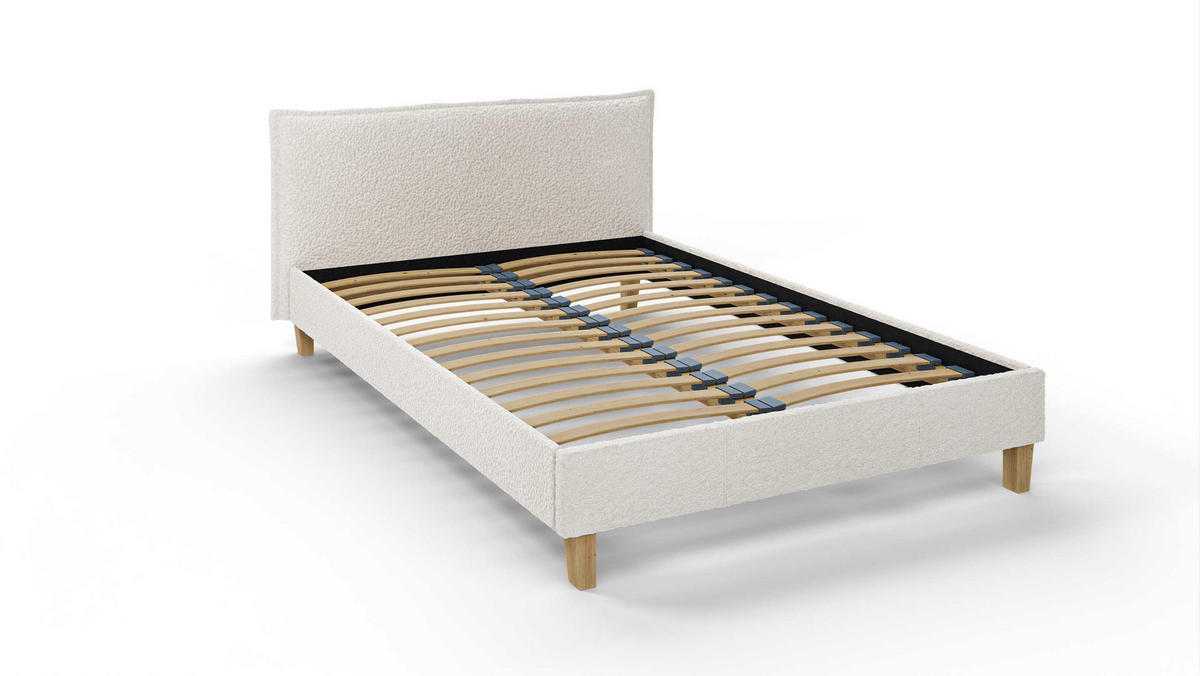 POLSTERBETT Arles 140/200 cm Boucle-Stoff - Hellbraun/Weiß, Holz/Textil (140/200cm) - S-Style Möbel
