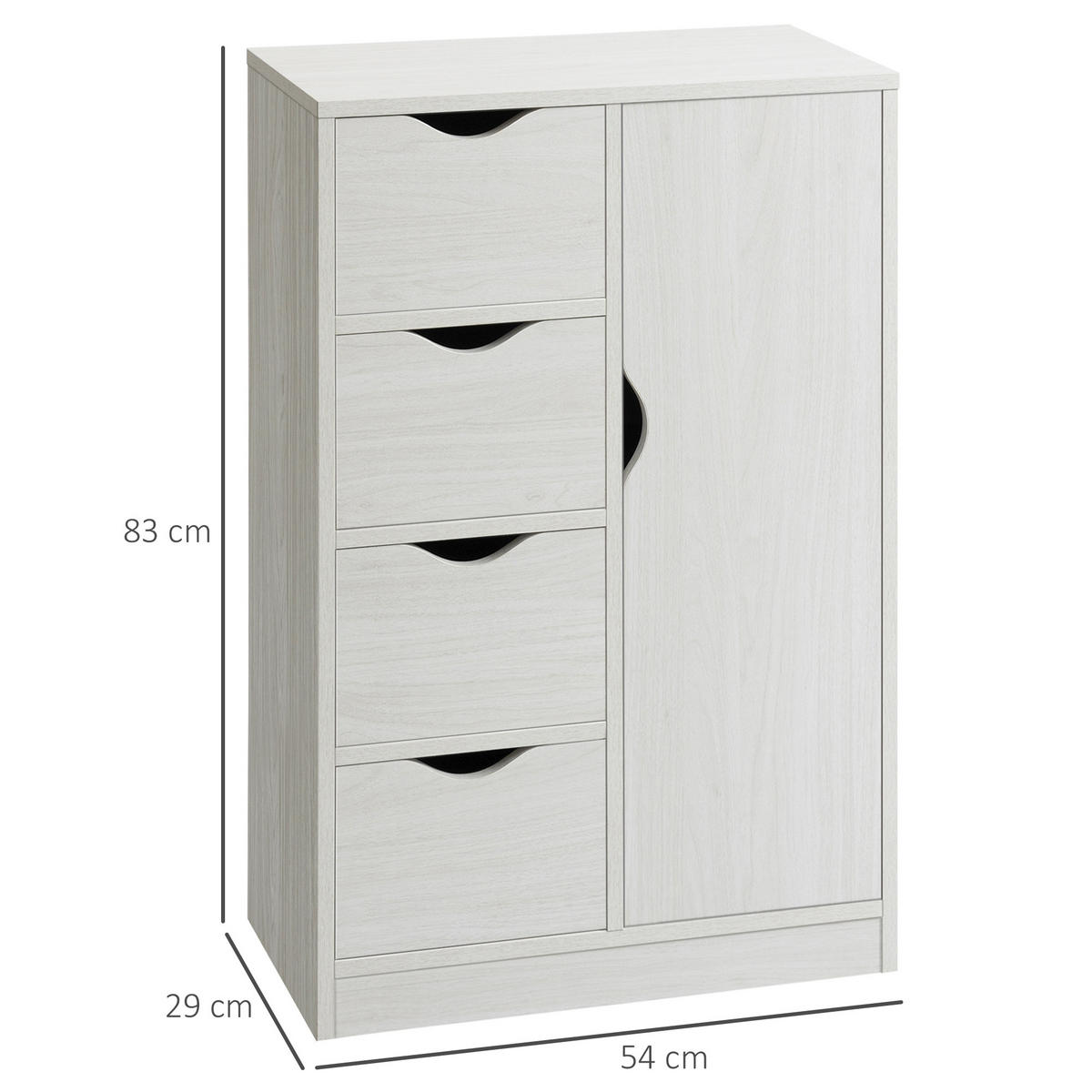 KOMMODE DE-12364 54/29/83 cm Weiß - Weiß, Holzwerkstoff (54/83/29cm) - ComfortXL