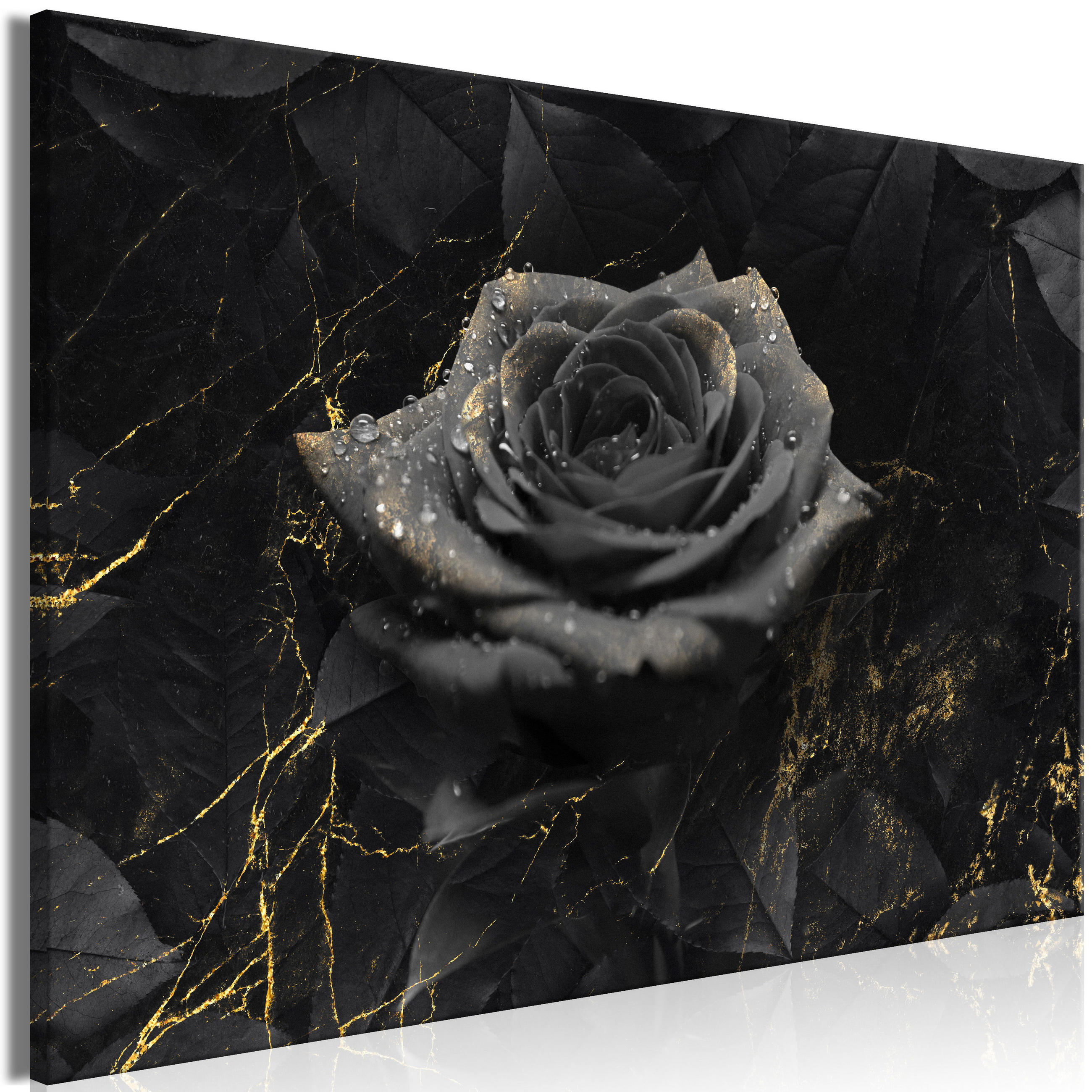 KUNSTDRUCK Schwarz 120/80 cm - Goldfarben/Schwarz, Textil (120/80cm) - KUNSTLOFT