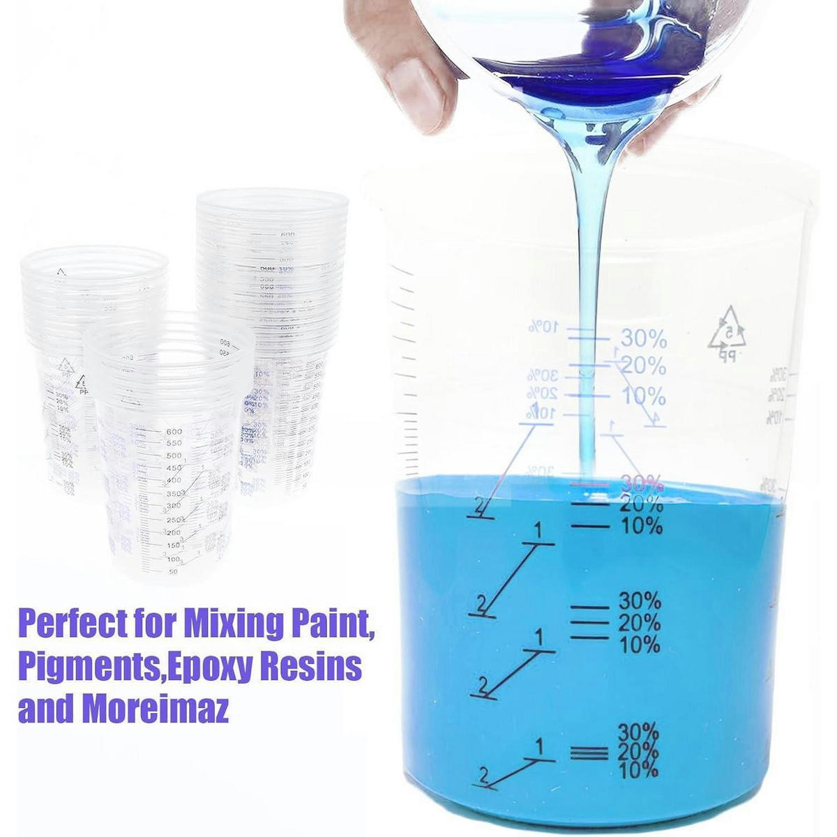 LACKMISCHBECHER 50 Stück 600ml - Transparent, Kunststoff (0.6L)