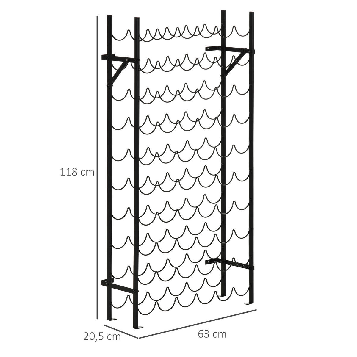 WEINREGAL, Eisen, Stahl, Schwarz - Schwarz, Metall (205/118/63cm) - HOMCOM