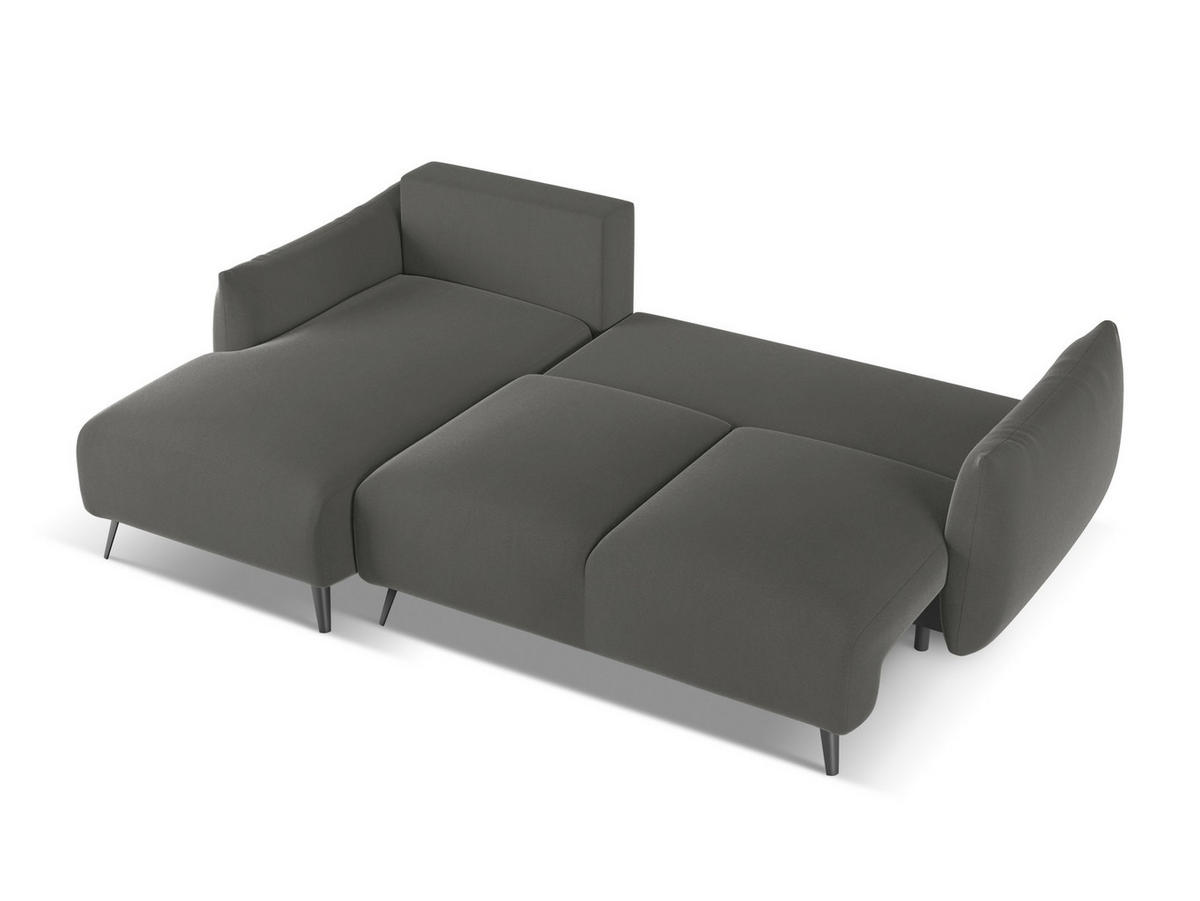 ECKSOFA mit Schlaffunktion Samt Stoff Grau - Dunkelgrau/Schwarz, Textil/Metall (162/242cm) - Makamii
