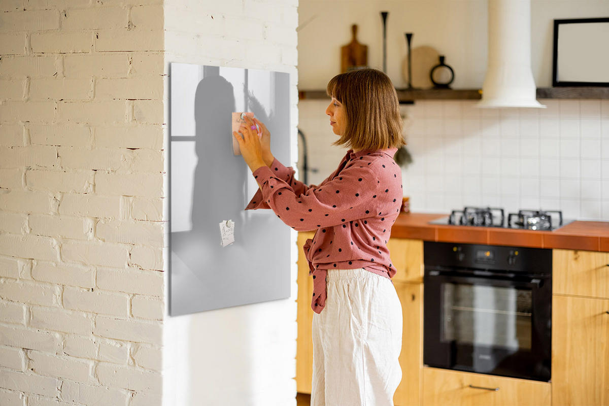 MAGNETTAFEL 70x100 Hellgrau schwarzer Marker - Hellgrau, Glas (70/0.4/100cm) - TULUP