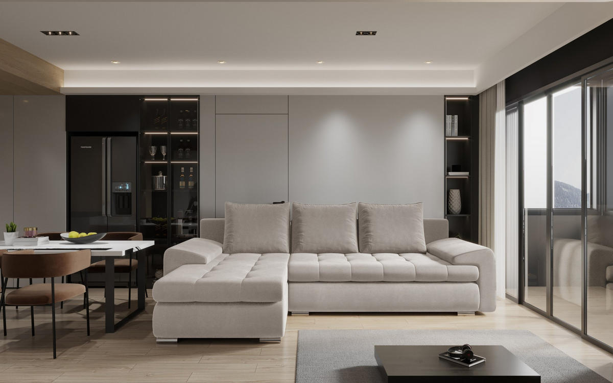 ECKSOFA TOMI Castel KaltesBeige Links - Ecru, Holz (150/237cm) - Kaiser Möbel