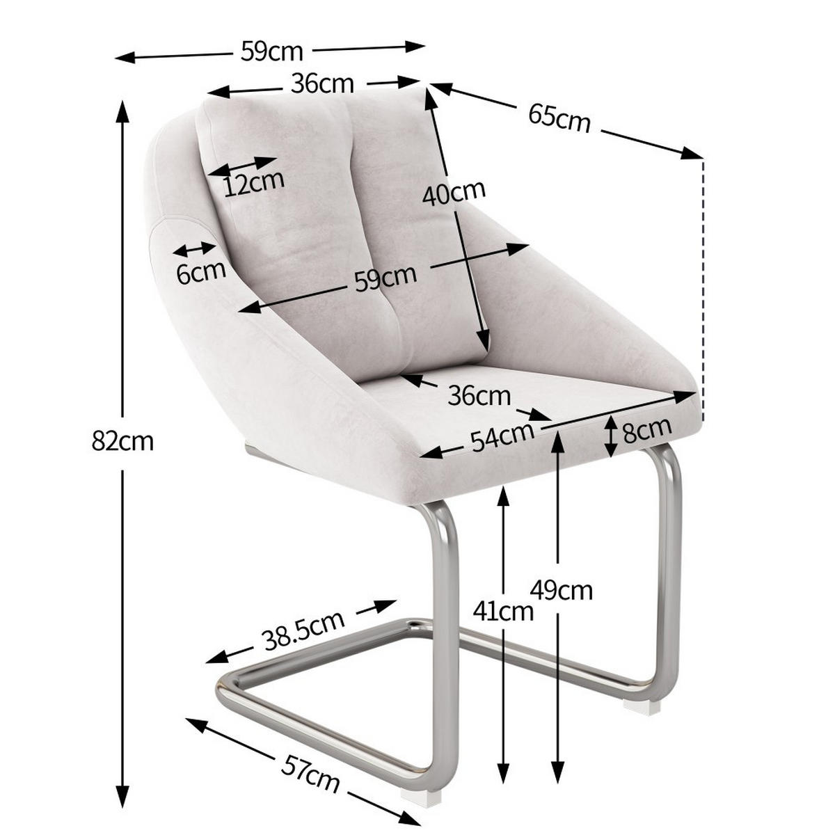 STUHL-SET 2 Stück mit Kissen in Beige，gewölbte Stützbeine - Beige, Textil (59/82/57cm) - KOMHTOM
