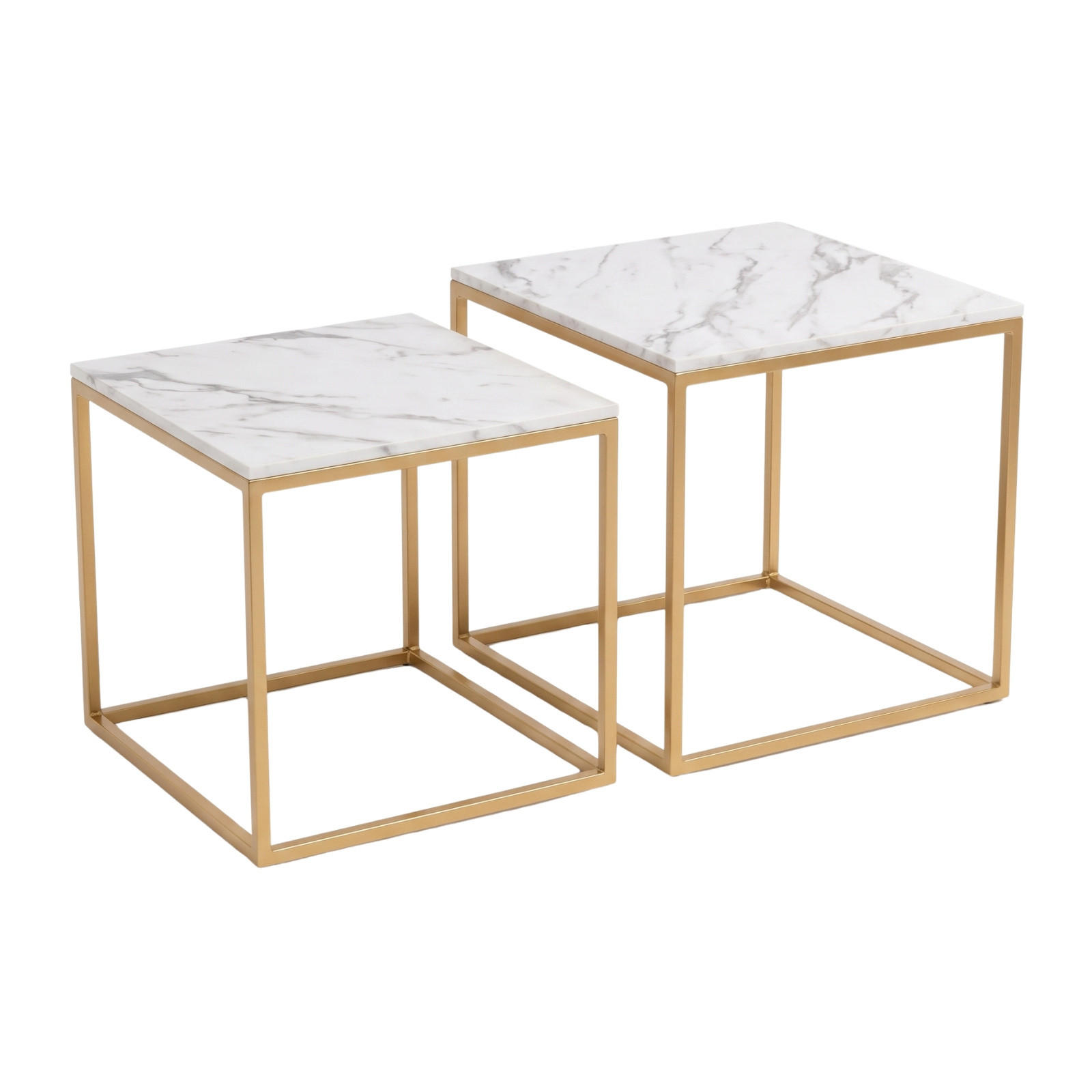 COUCHTISCH 2er-Set quadratisch Gold, Weiß - Weiß, Metall (50/50/50.5cm) - SCENA LIVING