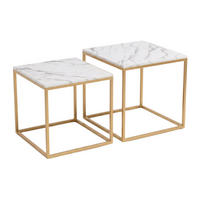COUCHTISCH 2er-Set quadratisch Gold, Weiß - Weiß, Metall (50/50/50.5cm) - SCENA LIVING