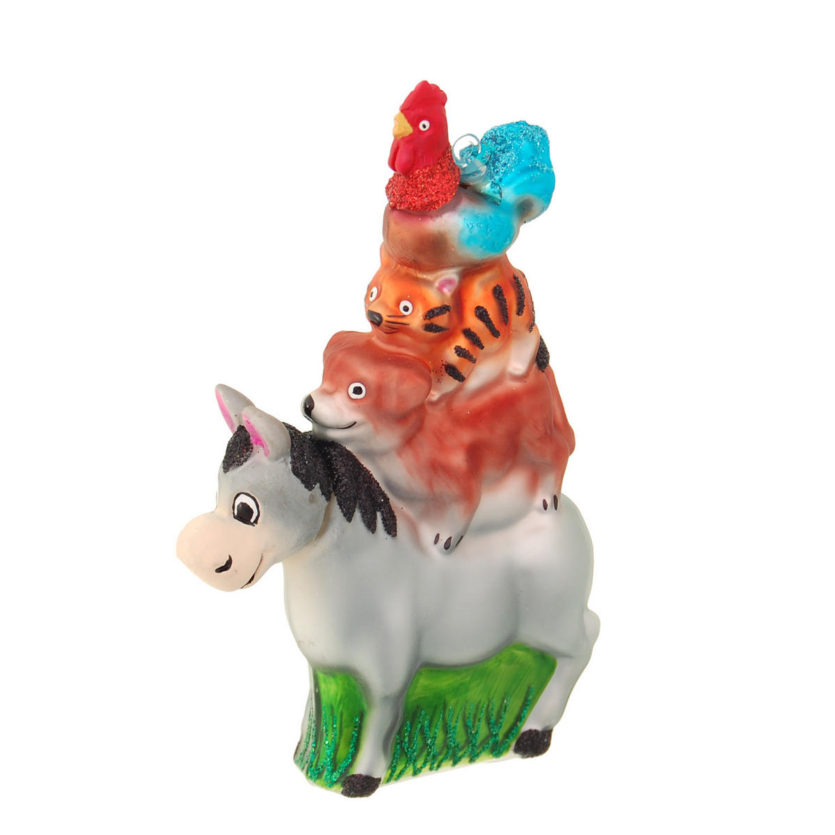 CHRISTBAUMSCHMUCK Bremer Stadtmusikanten Mehrfarbig 12cm (Glas / 1 Stk.) - Multicolor, Glas (8/12/3cm) - Krebs Glas Lauscha