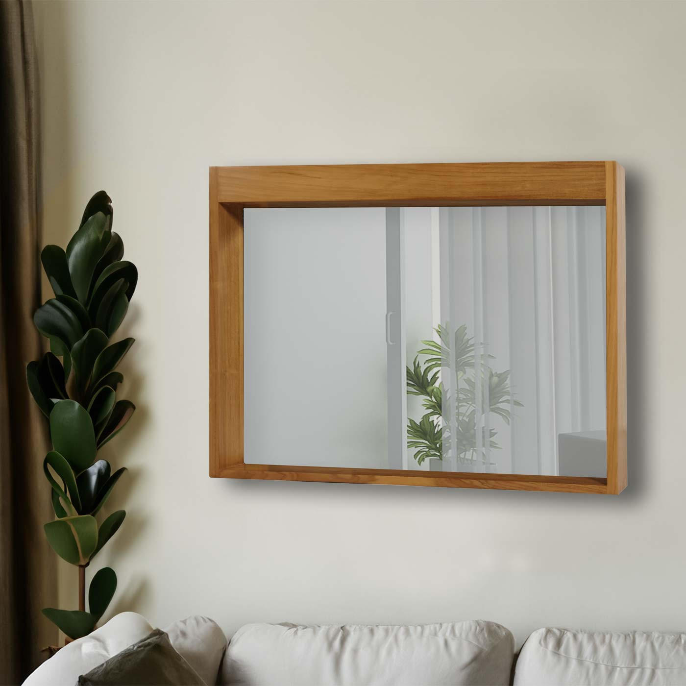 TEAK-WANDSPIEGEL Braun - Braun, Holz (100/77/14cm) - MCW