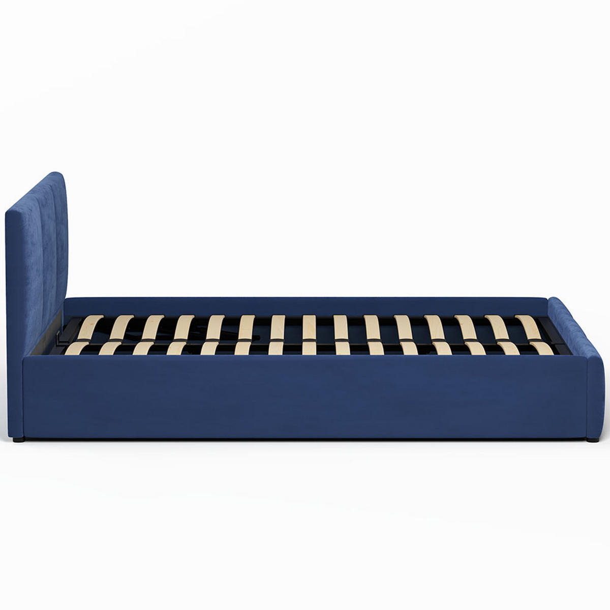POLSTERBETT 140×200 cm mit Bettkasten und Lattenrost Nela HLR-64 Blau Velours - Blau, Holz/Metall (140/200cm) - Jana
