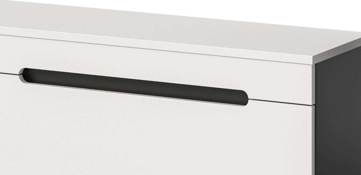 WOHNWAND weiß, grau mit TV-Lowboard hängend / stehend und Wandboard 170 cm, Cooper - Schwarz/Weiß, Holzwerkstoff/Kunststoff (170/180/33cm) - Inn.Furn