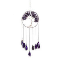 WINDSPIEL Lebensbaum Achat Scheiben Violett - Lila, Stein (16/16/55cm)