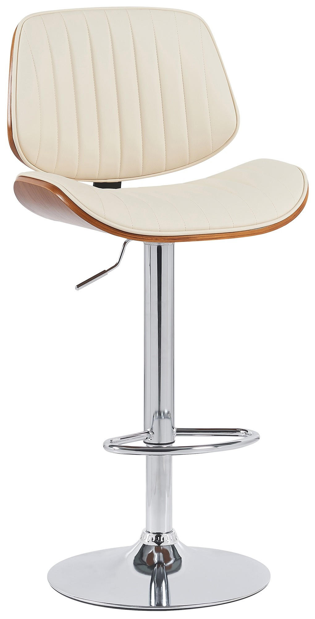 BARHOCKER Clawson 50x50x94-115 cm Creme - Nussbaumfarben, Leder (50/94/50cm) - furnicato