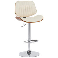 BARHOCKER Clawson 50x50x94-115 cm Creme - Nussbaumfarben, Leder (50/94/50cm) - furnicato