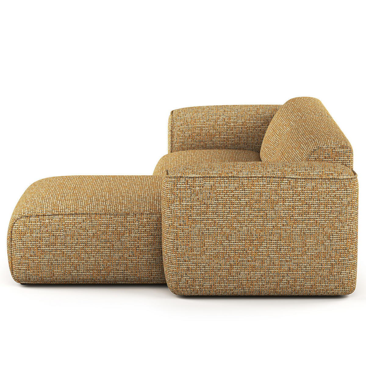 1,5-SITZER ECKSOFA mit Longchair - Schwarz/Honig, Kunststoff/Textil (260/173cm) - home24