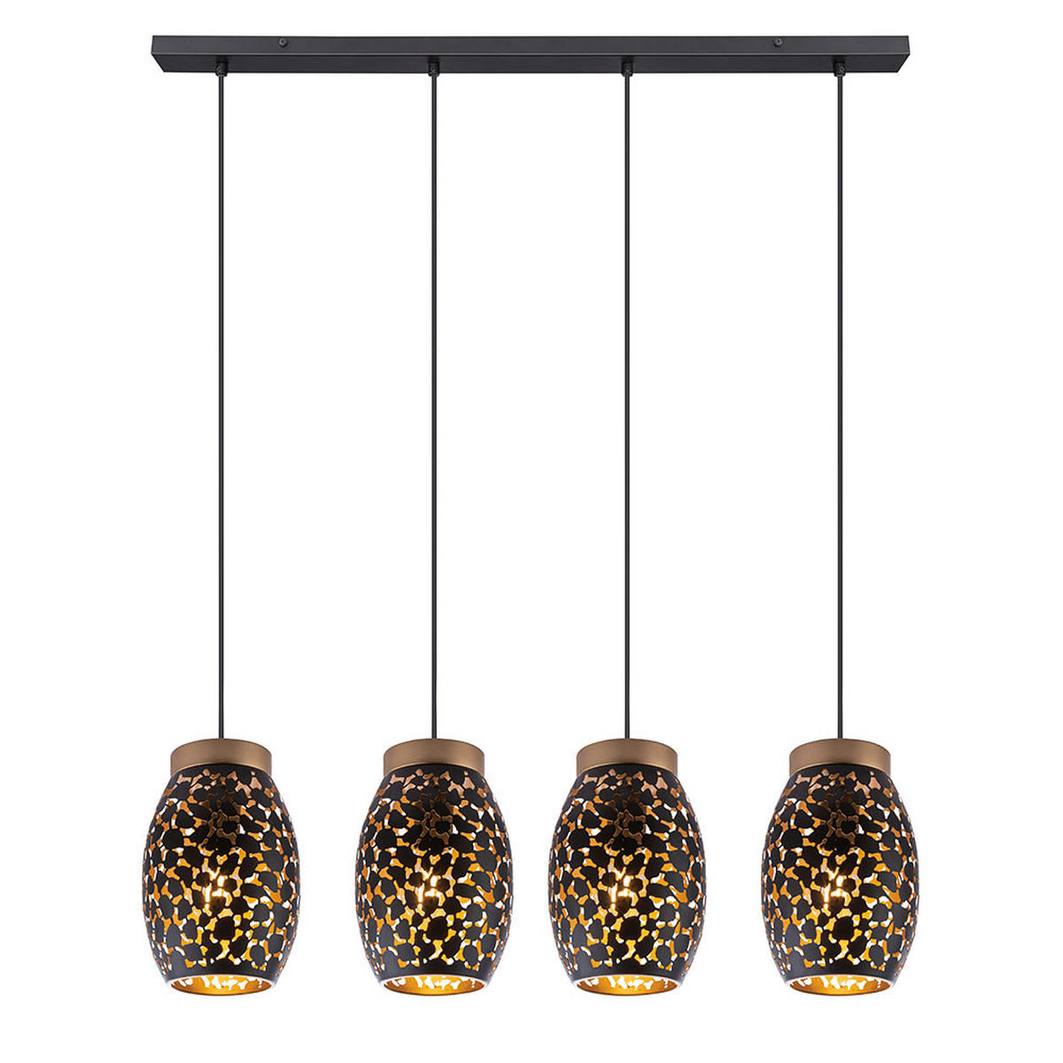 HÄNGELEUCHTE NARRI Metall Schwarz Gold - Schwarz, Metall (90/15/120cm) - Globo Lighting