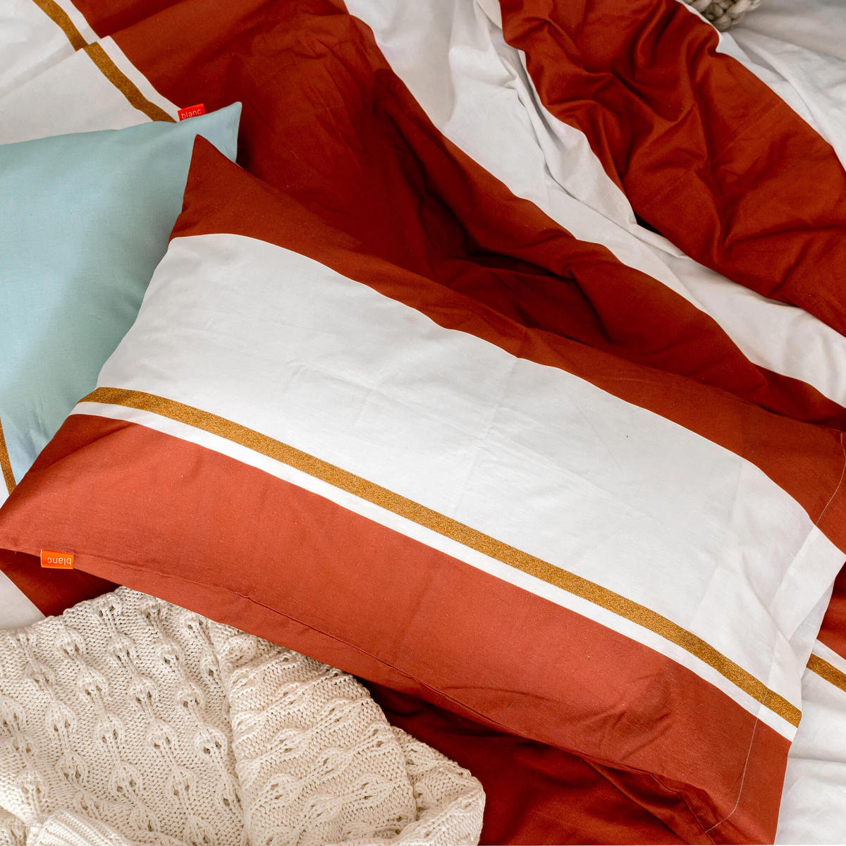 KISSENBEZUG Golden lands 45x125 cm - Multicolor, Textil (45/125cm) - Happy Friday