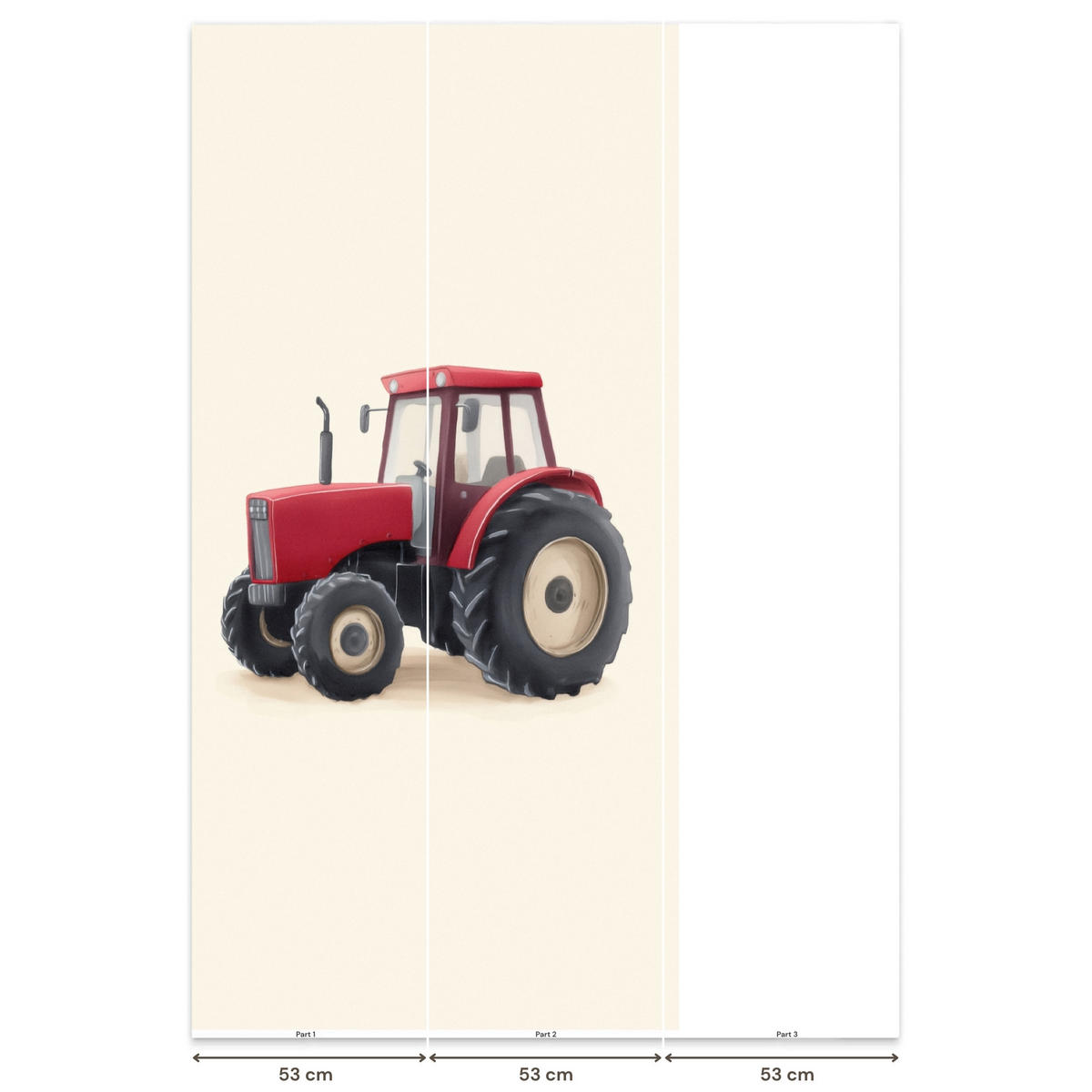 KINDERTAPETE - Traktor - Minimalistisch - Illustration - Rot - 100x200 cm - Rot, Papier (100/200cm) - OnlyWow