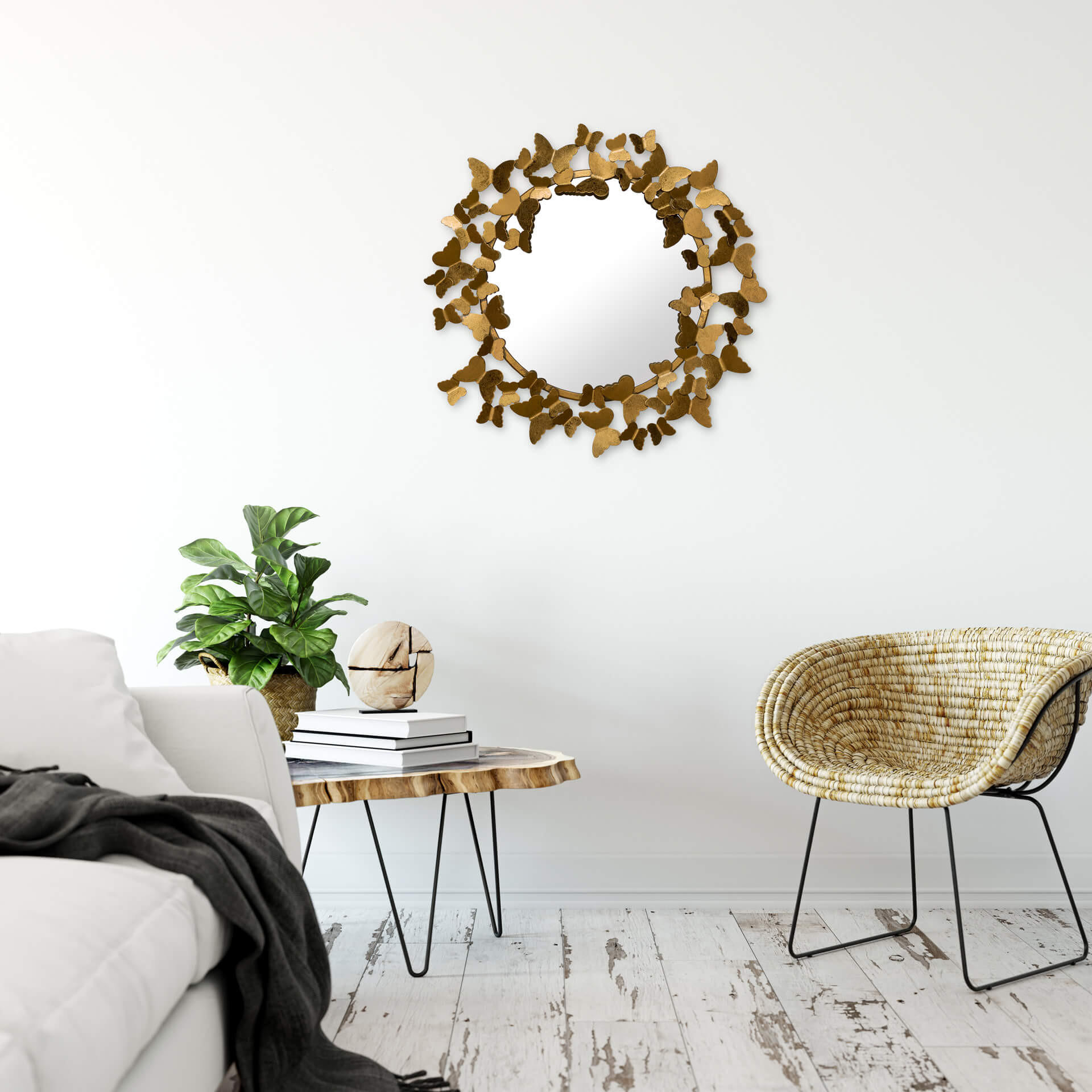 Thumbnail - Kunstloft Wandspiegel, Gold, Metall, 63x63x4 cm, Spiegel, Wandspiegel
