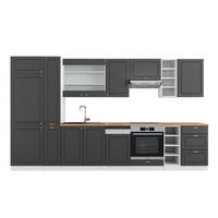 KÜCHENZEILE Fame-Line Anthrazit-Gold/Weiß 355 cm, AP Eiche - Anthrazit/Weiß, Holzwerkstoff (355/81.6/60cm) - Vicco