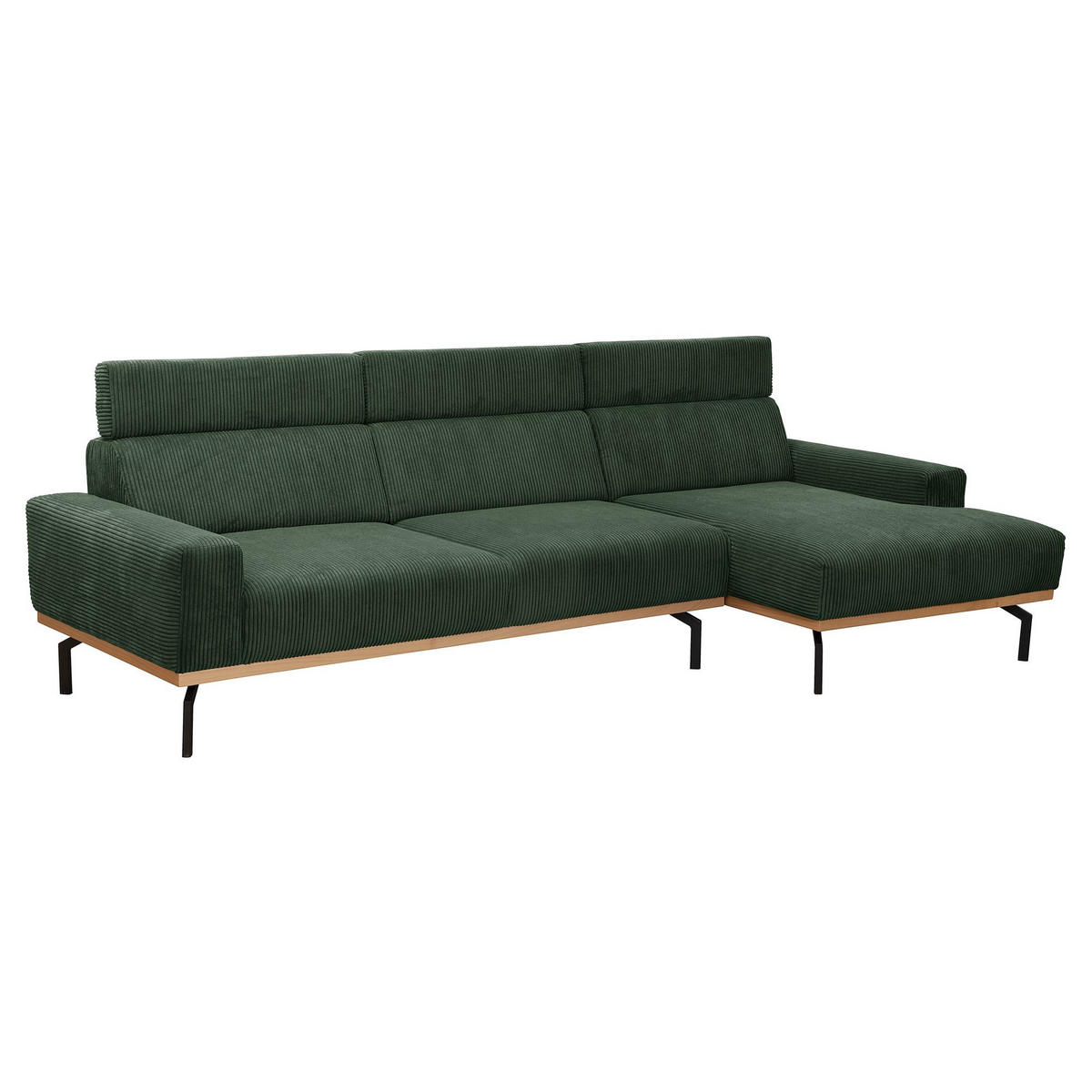 SOFA mit Longchair rechts Katrien Cordstoff dunkelgrün - Dunkelgrün, Kunststoff (135/280cm) - 58aufmkessel