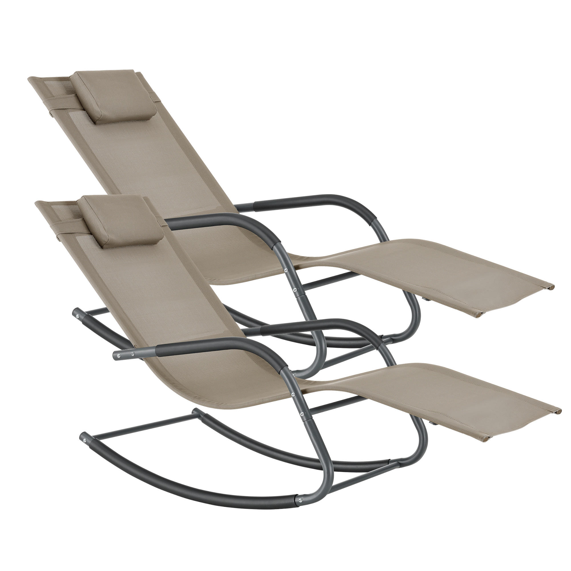 SCHAUKELLIEGE-SET 2 TLG. Caracena - Beige, Metall (147/89/63cm) - [en.casa]