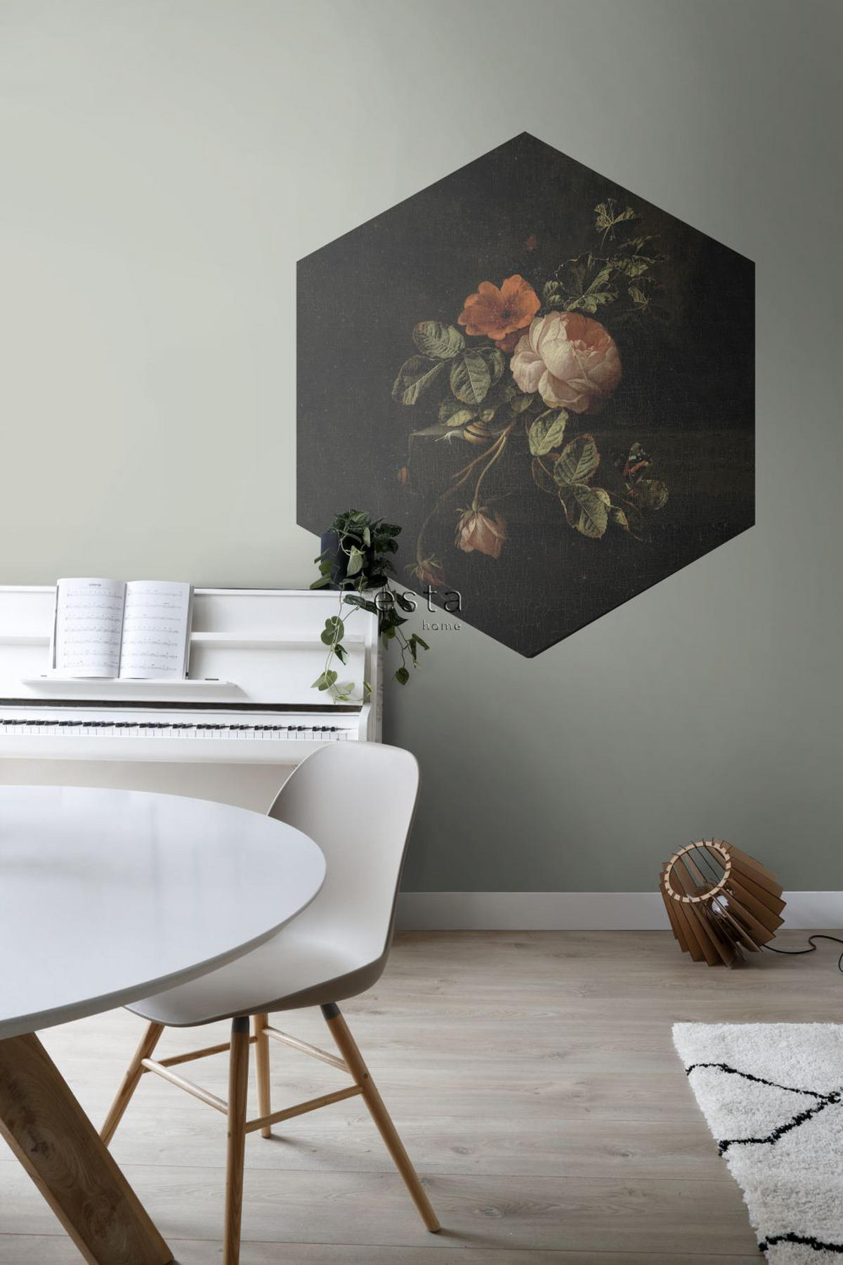 WANDTATTOO Blumenstillleben 140 x 161 cm - Schwarz, Papier (140/161/161cm) - ESTAhome
